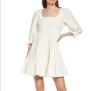MADEWELL LIZZIE BABYDOLL MILKMAID  POPLIN PUFF SLEEVES DRESS SIZE 14W NWT CREAM
